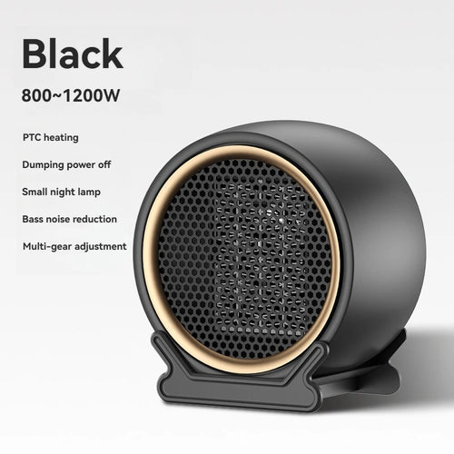 1200W Desktop Space Heater, PTC Fast Heating with 2-Speed Settings, Portable Electric Warm Air Blower for Home